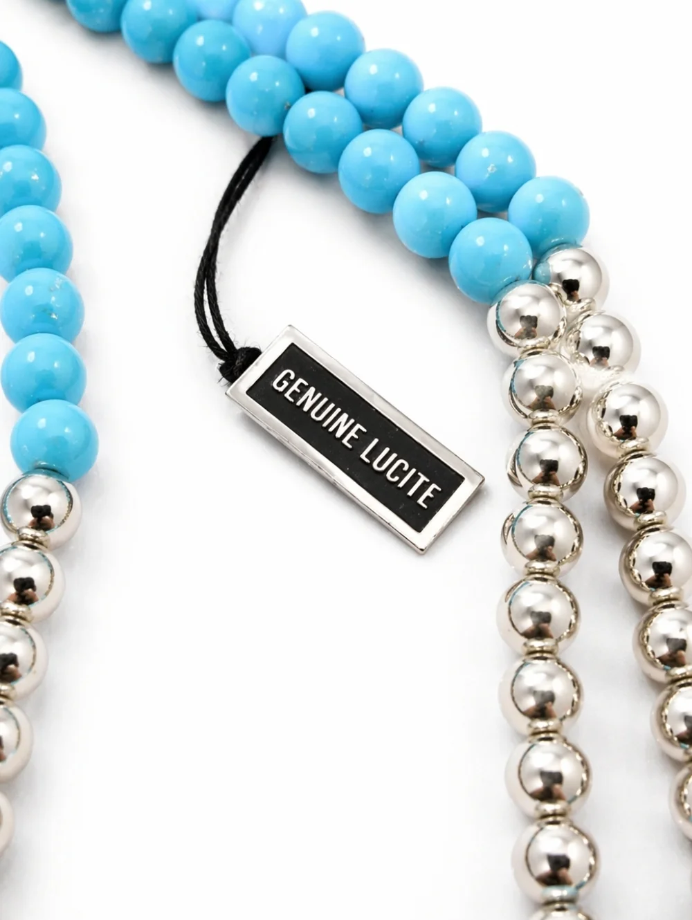 Vintage Genine Lucie Faux Turquoise Bead Multi Strand Necklace Silver Tone - Picture 4 of 6